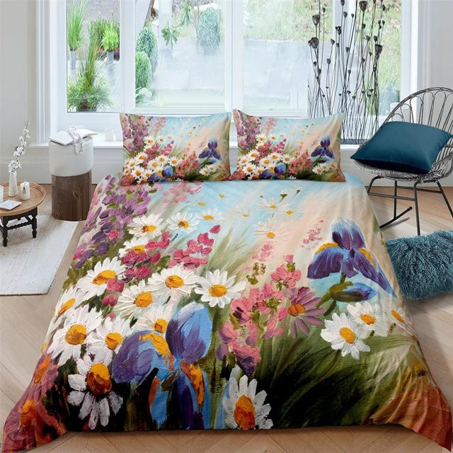 Bettwäsche-Set Your Warm Home mit floralem Ölgemälde-Digitaldruck, Farbe Rot/Mehrfarbig, B/H: 135 x 200 cm - Bild 1