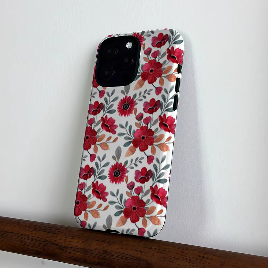 CaseLumi Matte Bumper MagSafe Hülle für iPhone 17 16 15 14 13 Pro Max mit rotem Blumenmuster - Bild 3