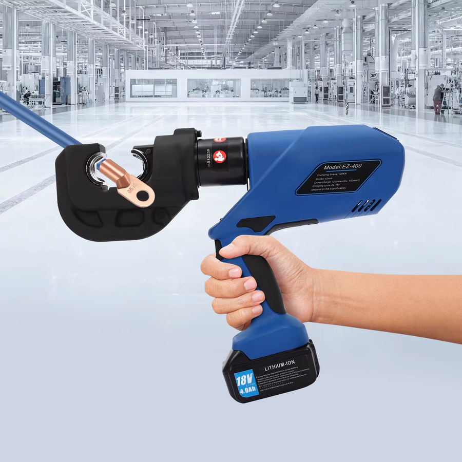 Bymaocar Wiederaufladbare Hydraulische Crimpzange in Blau mit 12 Matrizenspezifikationen und 360 Grad drehbarem Kopf, 120KN Elektrische Hydraulische Presszange - Bild 3