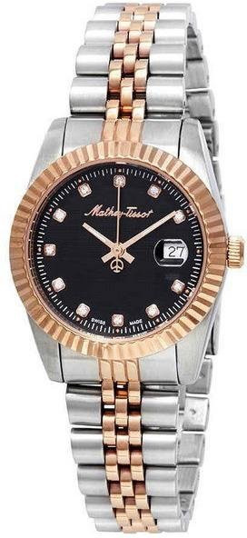 Mathey-Tissot Damenuhr, Edelstahl, Quarz, Schwarz, Rund - Bild 1