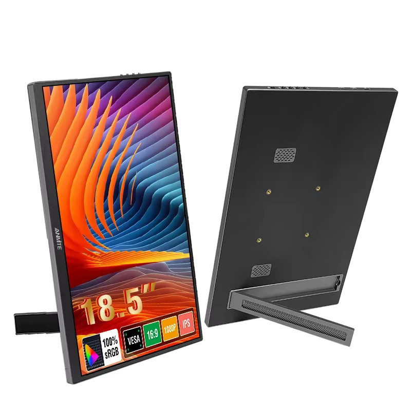 Anmite 18,5-Zoll Tragbarer Monitor mit 120 Hz, ADS-IPS-HDR-Bildschirm und 100 % RGB, Schwarz - Bild 2