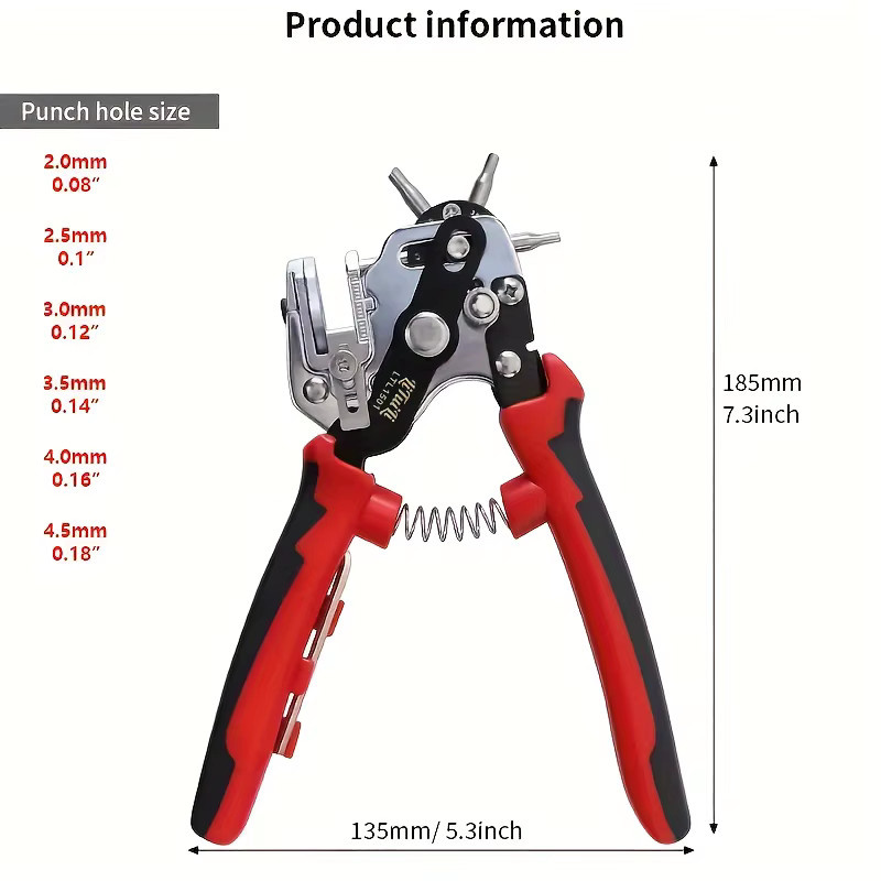 LiTuiLi Lochzange für Leder und Gürtel als DIY Werkzeug zum Stanzen von Ösen und Armbändern aus Metall - Bild 3