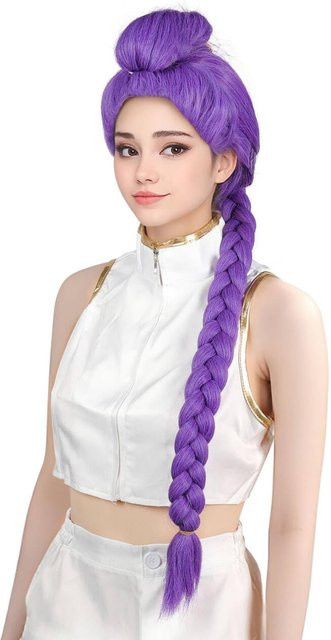 Lila Zopfperücke Damen, Synthetisches Haar, Anime Cosplay - Bild 1