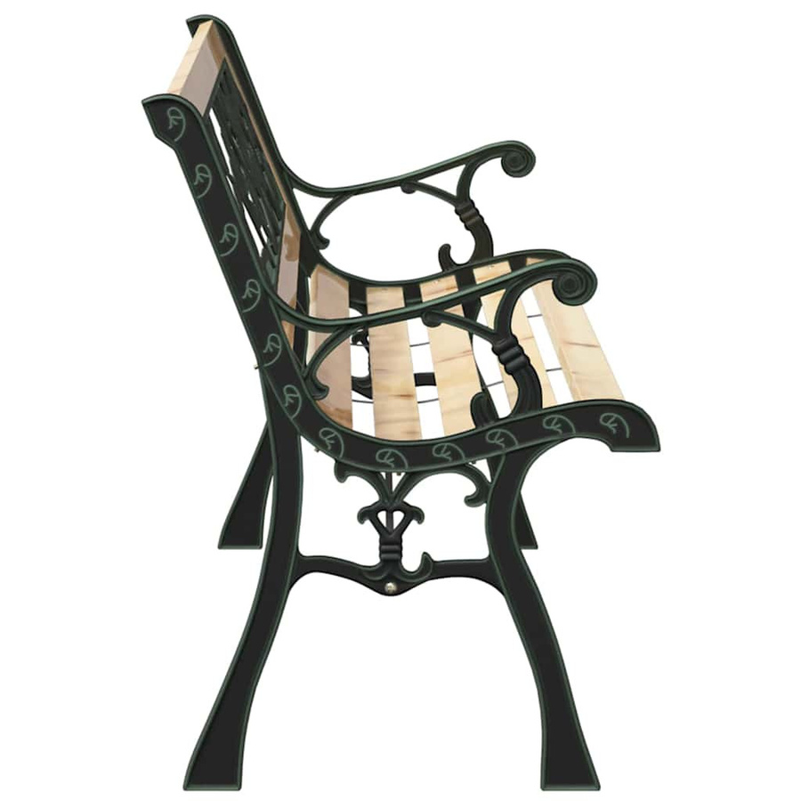 vidaXL Gartenbank mit Rosenmuster aus Holz und Gusseisen in Anthrazit und Braun inklusive Polstern B/T/H: 116 x 52,5 x 73 cm - Bild 3