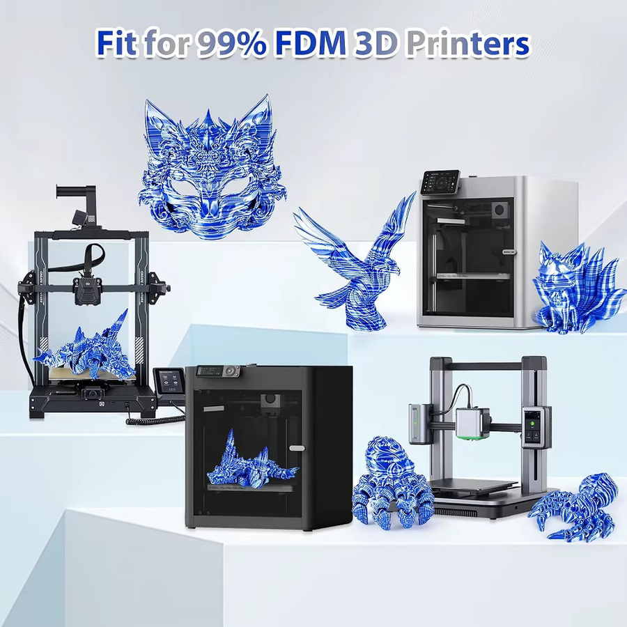 3D Maliang Twist Farbwechsel Filament Seide PLA 1,75 mm, mehrfarbig Silber Blau, glänzend für FDM 3D-Drucker - Bild 5