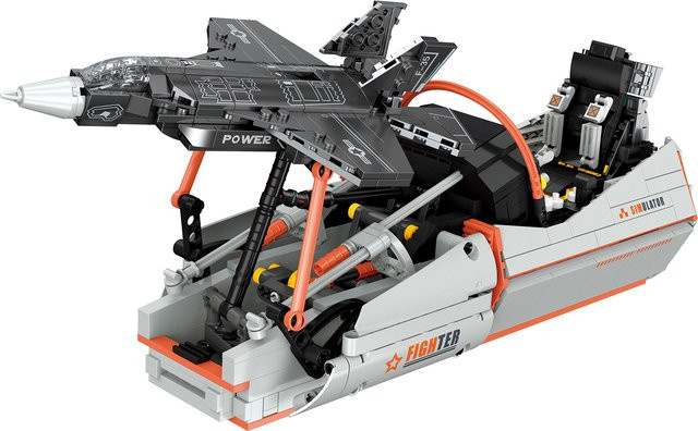 Doubuilt Kampfjet mit Startbucht, Mini-Bausteinset, 3D-Militärflugzeugmodell - Bild 1
