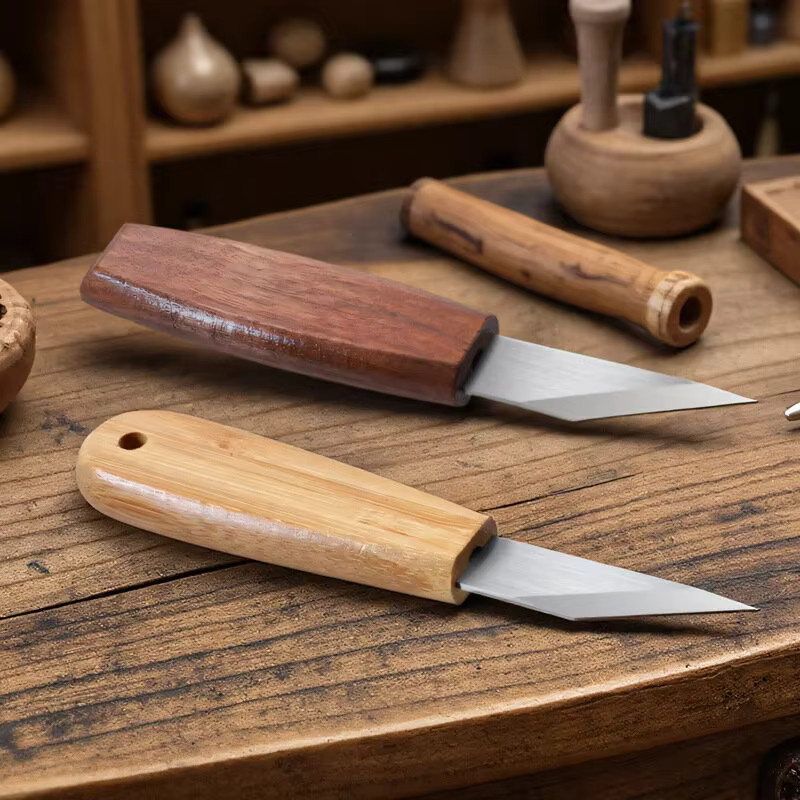 Allsome Präzisions-Schnitzmesser mit scharfer Spitze und Walnussholzgriff oder Bambusgriff für die Holzbearbeitung und Skulpturarbeit - Bild 2