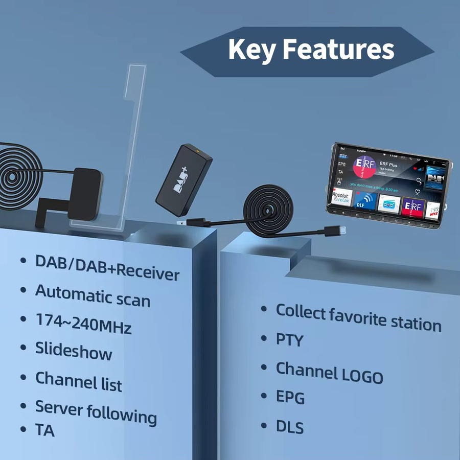 AKAMATE DAB+ Antenne für Android Autoradio mit USB-Adapter, GPS-Stereo-DAB-Empfänger und automatischem Scan in Schwarz - Bild 3