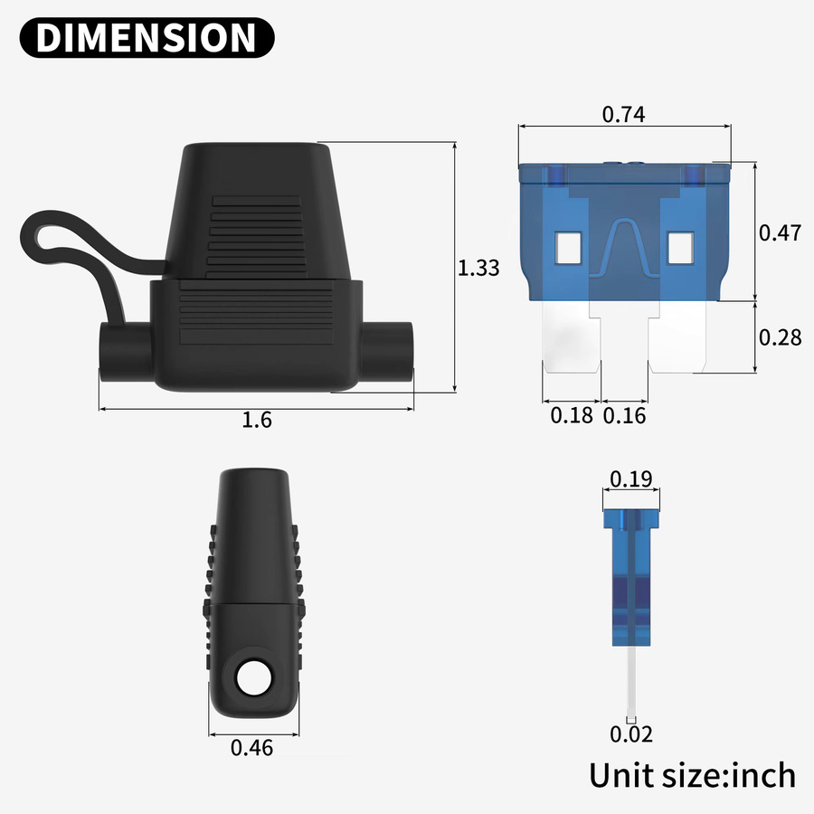 5er-Set Inline Sicherungshalter 12V für ATC/ATO Blade Sicherungen mit 18 AWG Drähten und 10A/15A Sicherungen für dein Auto - Bild 2
