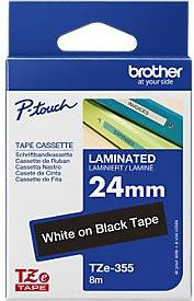 Brother P-touch Schriftbandkassette TZe-355, Weiß auf Schwarz, Breite: 24 mm, Länge: 8 m - Bild 4
