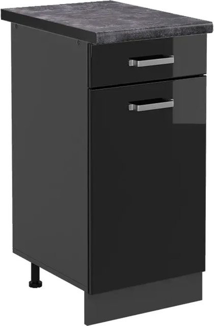 Vicco Küchenunterschrank R-Line in Schwarz Hochglanz und Anthrazit mit Türen und Schubladen, B/T/H: 40 x 60 x 81,6 cm - Bild 1
