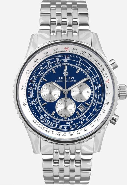 Louis XVI Chronograph, Quarz, Edelstahl, Blau, 48 mm, Herren - Bild 1