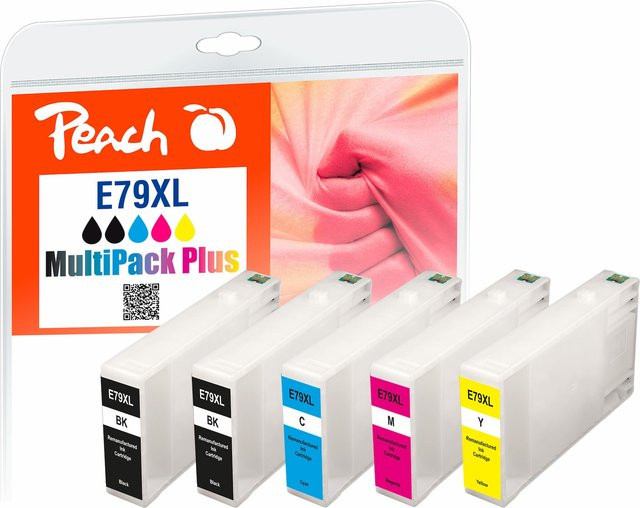 Peach E79 XL Druckerpatronen Set für Epson No. 79XL und Epson WorkForce Pro WF-4600, 5 Stück (2x Schwarz, Cyan, Magenta, Gelb), wiederaufbereitet - Bild 1