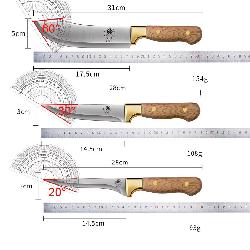 Seiko Edelstahl-Fleischmesser in Silber mit Holzgriff für Rind, Schwein und Schaf - Bild 4