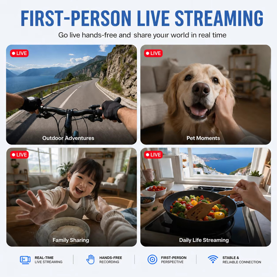 GUHUAVMI KI-Smart-Brille mit 1300W Pixel-Kamera, 32GB Speicher und Echtzeit-Übersetzung, Schwarz/Transparent - Bild 3