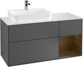 V&B Waschtischunterschrank Finion mit LED-Beleuchtung und Wandmontage, Anthrazit Matt, Breite: 120 cm - Bild 1