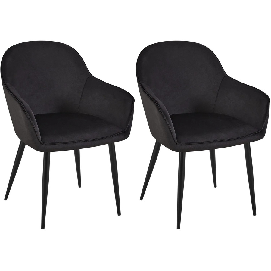 DELUKE GENIM 2er Set Esszimmerstühle aus Samt in Schwarz B/T/H: 60 x 60 x 84 cm - Bild 2