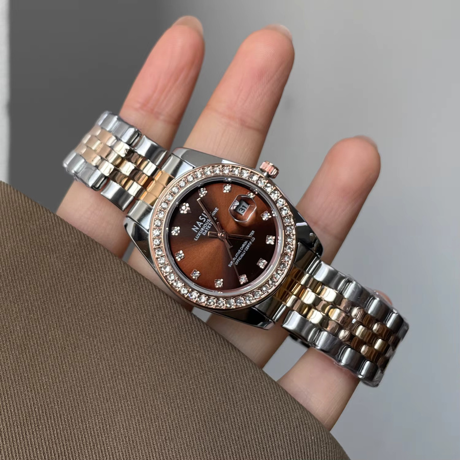 CILOA Armbanduhr Damen, Quarz, Edelstahl, Bicolor, Diamant, Mehrfarbiges Zifferblatt - Bild 1