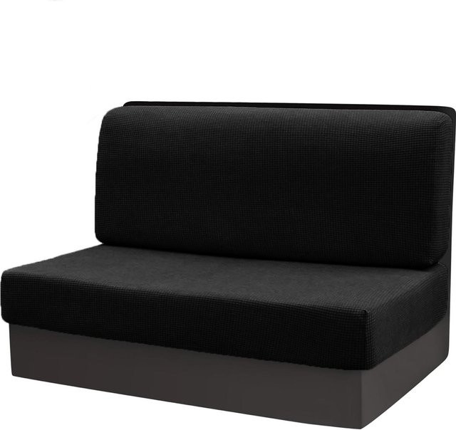 Wohnmobil-Dinette-Kissen Bezug Set aus Jacquard-Polyester, 1 Rückenlehnenbezug und 1 Bankbezug für Zweisitzer, Schwarz - Bild 1