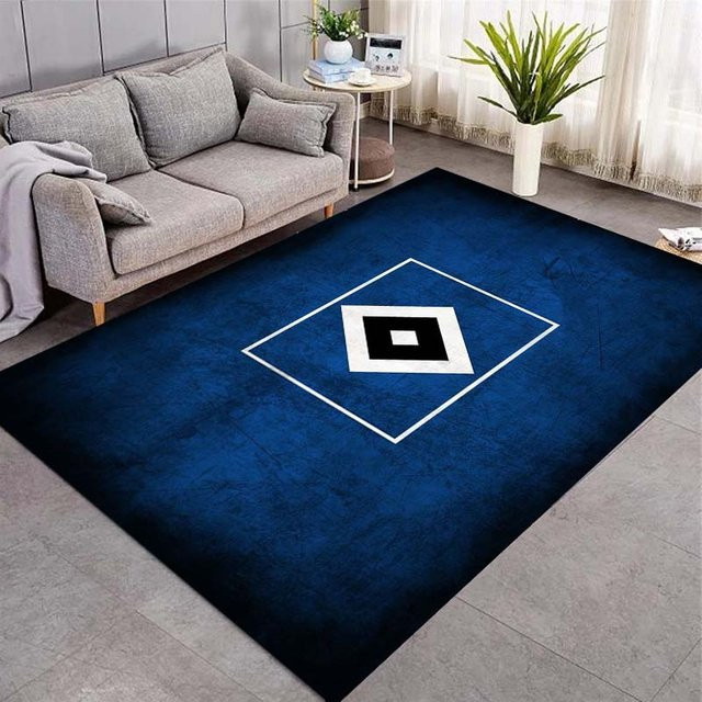 Hamburger SV Logo Teppich LOLO IU Schwarz, Rutschfeste Fußmatte mit Fußballclub-Wappen, B/T: 120 x 100 cm - Bild 1
