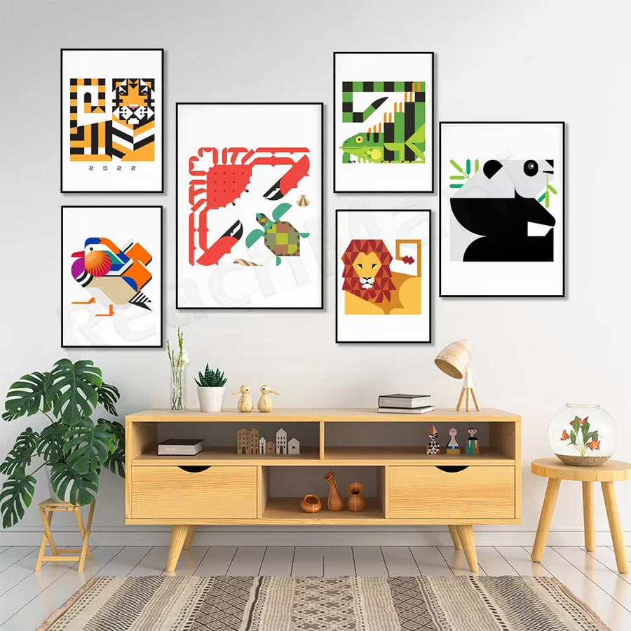 ReachMani Abstraktes Tierposter aus Papier in Mehrfarbig für die Wanddekoration - Bild 1