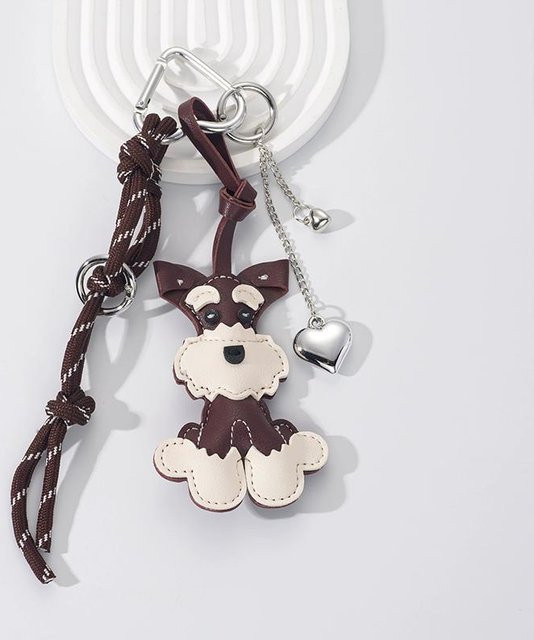 Taschenanhänger Leder Hund Schnauzer, gray, Unisex - Bild 1