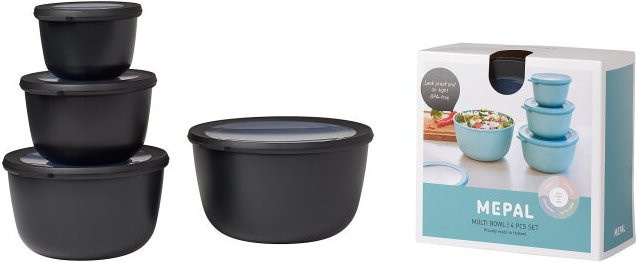Mepal Multischüssel Set Cirqula hoch, 4-teilig, Nordic Black, luftdicht, lebensmittelecht, stapelbar, 500 ml, 1000 ml, 2000 ml, 3000 ml - Bild 1