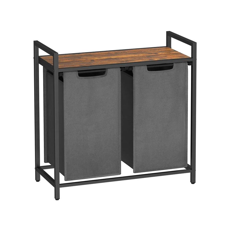 Vasagle Wäschekorb mit herausnehmbarem Beutel in Braun-Grau, B/T/H: 73 x 33 x 72 cm - Bild 2