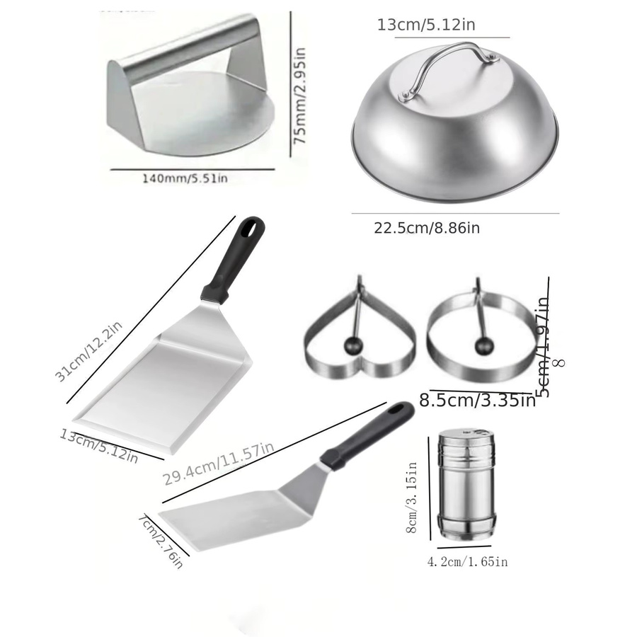 7-teiliges Grillwerkzeugset aus Edelstahl von SONGKANGLING in Silber für Camping und Outdoor-Kochen - Bild 2