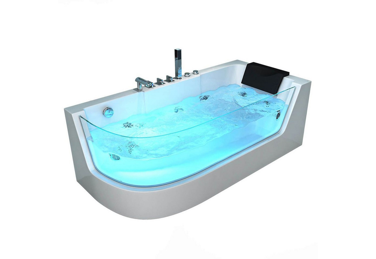 HOME DELUXE Whirlpool Badewanne CARICA Eckwanne in Weiß mit Heizung, Massage und Lichttherapie, B/T/H: 170 x 80 x 59 cm - Bild 1