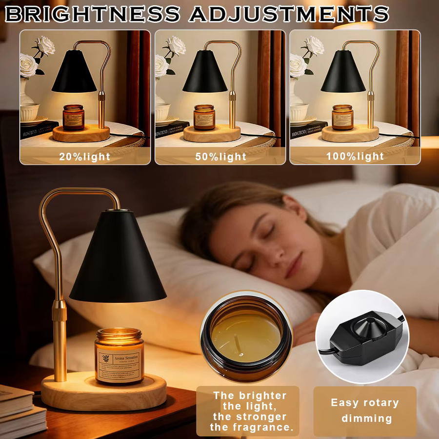 RUNTOIN Kerzenwärmer-Lampe in Schwarz, einstellbarer Wachsschmelzer aus Metall für die Küchenarbeitsplatte, modernes Design mit Dimmer und warmweißem Licht - Bild 3