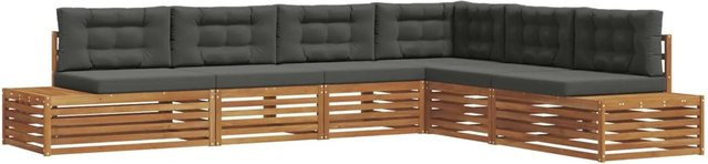 vidaXL Outdoor-Sofagarnitur 6-teilig in U-Form aus Akazienholz mit Kissen in Anthrazit - Bild 1