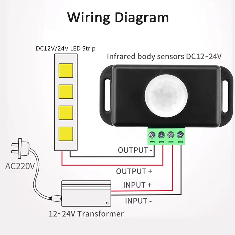 PIR-Bewegungssensor-Schalter für DC 12V 24V mit 120 Grad Erfassungswinkel in Weiß - Bild 4