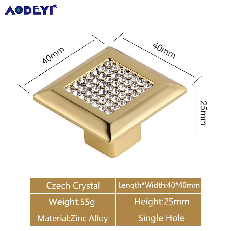 AODEYI Kristall-Schubladengriffe in Diamant-Silber und Gold mit Chrom-Optik für Kommoden und Schränke - Bild 2