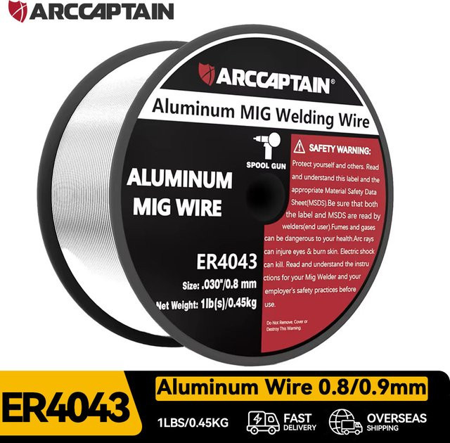 ARCCAPTAIN Aluminiumdraht ER4043 MIG-Schweißdraht in Silber, Durchmesser 0,8 mm oder 0,9 mm, 10,5 kg Spule - Bild 1
