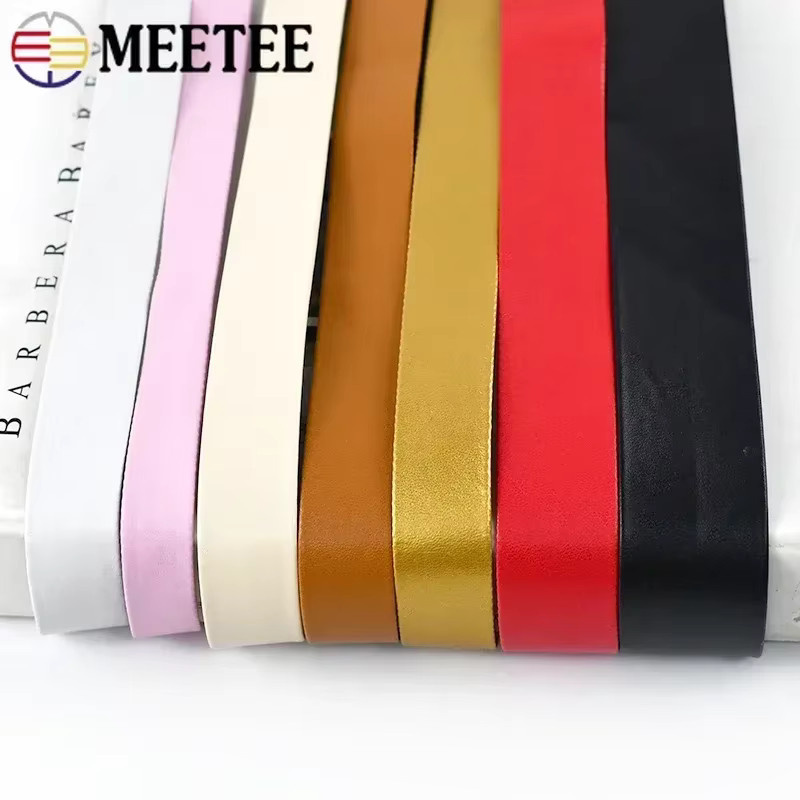 Meetee Synthetisches PU Leder Gurtband in Pink und Multicolour, 5m Länge, Breite: 5-30mm, DIY Nähzubehör - Bild 4
