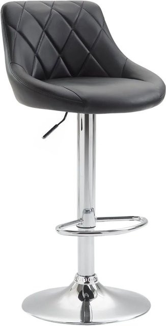 DELUKE Barhocker FALON Barstuhl aus Kunstleder in Schwarz mit Silber, drehbar mit Lehne, B/T/H: 46 x 49 x 83 cm - Bild 1