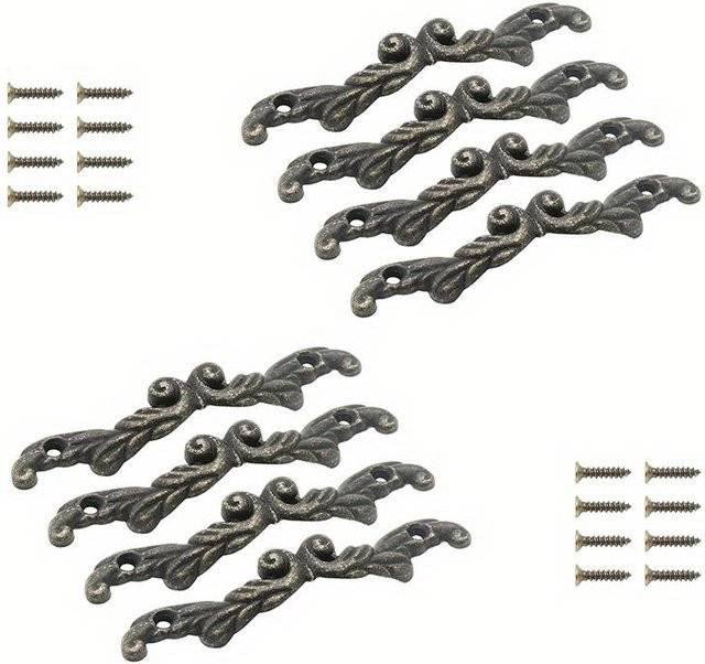 8er-Set WTEMPO Kranz-Schubladengriffe aus Zinklegierung in Bronze, Vintage Schrankgriffe mit Schrauben - Bild 1
