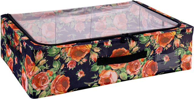 Genialo Profi-Unterbett-Box Rosen in Schwarz Rot Multicolour aus Stoff - Bild 1