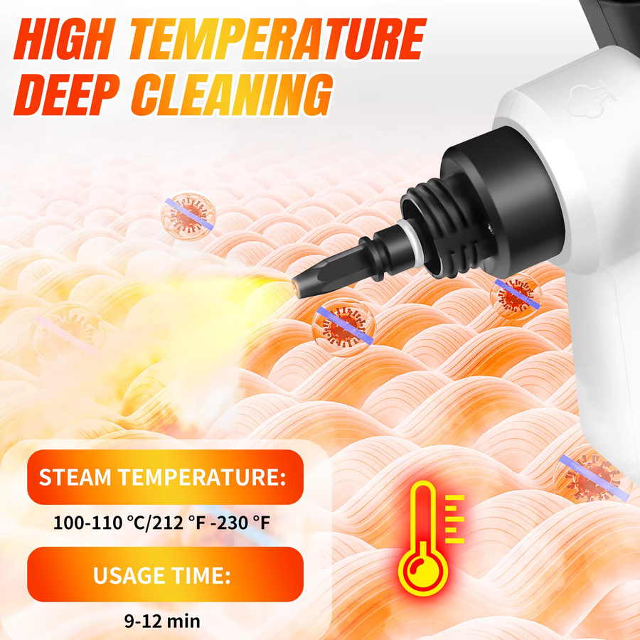 BRIEFNESS Handdampfreiniger 1000 W in Weiß mit 400 ml Behälter zur Reinigung von Couch, Bodenfliesen, Fenstern und Auto - Bild 2