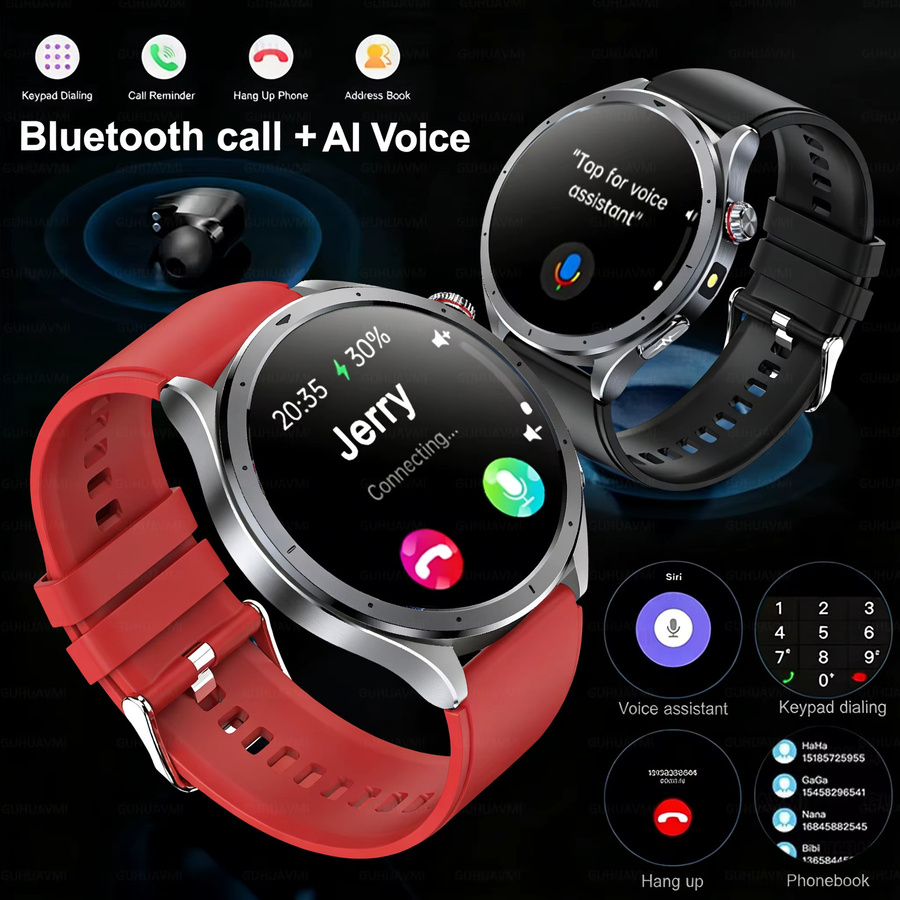 GUHUAVMI Gesundheits-Smartwatch mit 650nm Lasertherapie, EKG, Harnsäure- und Blutdruckmessung sowie Bluetooth-Anruffunktion für Android und iOS, Schwarz - Bild 6