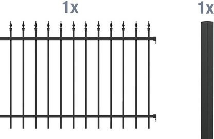GAH ALBERTS Zaunelement Chaussee aus Aluminium in Mattschwarz, Breite: 200 cm, Höhe: 100 cm - Bild 1