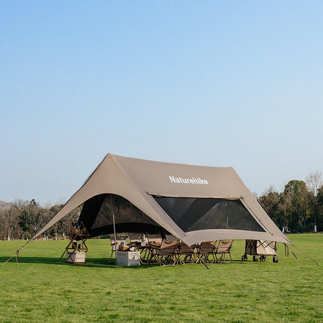 Naturehike Yunxiao Windloses Seil-Vordach aus Titan in Schwarz, sechseckiges Outdoor Camping Sonnenschutz-Vordach, B/T/H: 860 x 460 x 260 cm - Bild 1