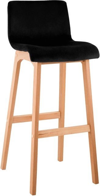 CLP Barhocker Hover mit Lehne aus Holz in Natura und Samtbezug, Sitzhöhe: 77 cm - Bild 1