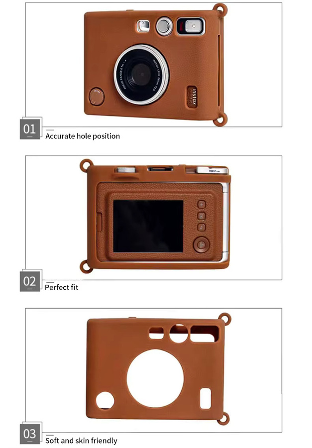 Fujifilm Instax MINI EVO Kamera-Schutzhülle aus weichem Silikon in Schwarz inklusive Schultergurt, staubdicht und wasserdicht - Bild 2
