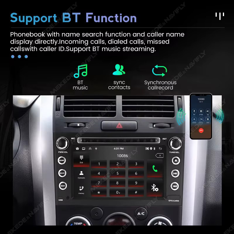 MEKEDE 2DIN Android Autoradio für Suzuki Grand Vitara 3 (2005-2015) mit GPS, WiFi, Bluetooth und Wireless Carplay in Schwarz - Bild 3