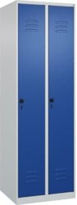 C+P Spind Classic PLUS Garderobenschrank mit 2 Abteilen, Sicherheits-Drehriegel und 3 Garderobenhaken, Farbe: Grau/Blau, H x B x T: 185 x 60 x 50 cm - Bild 1