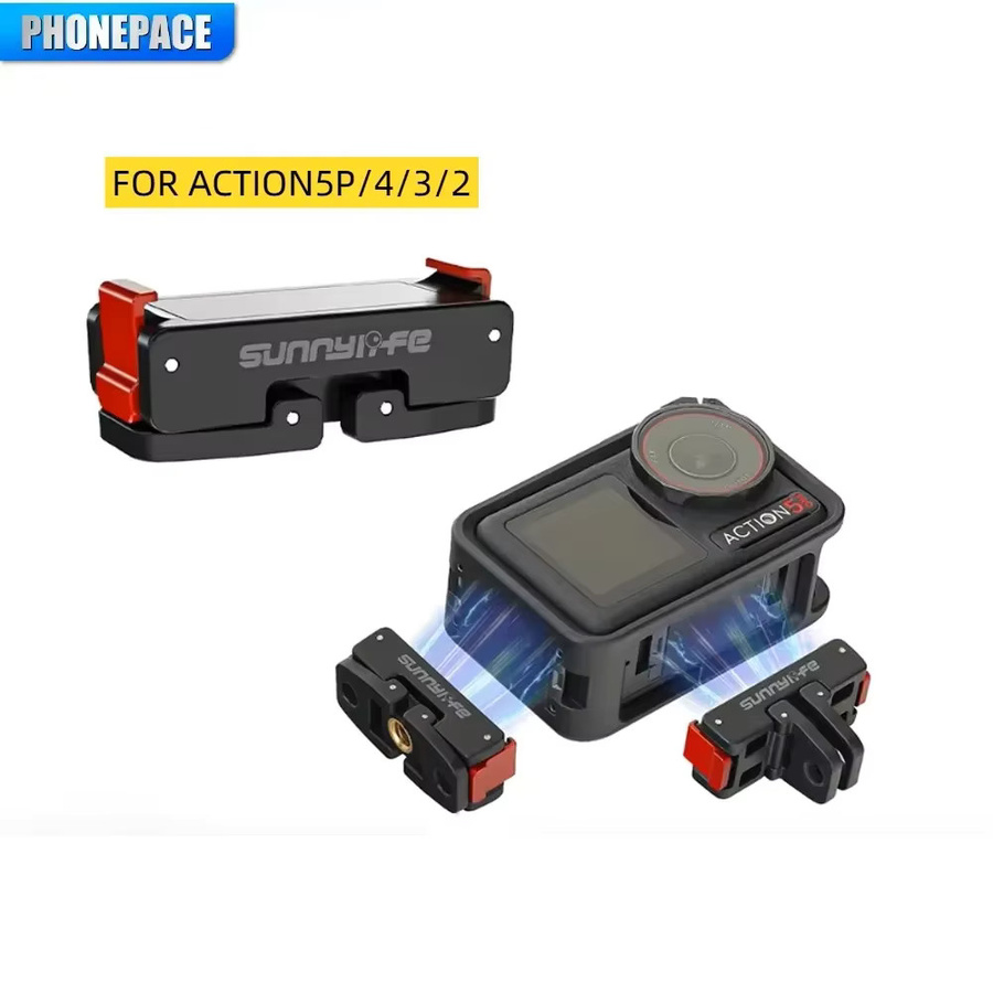 DJI Magnetischer Adapter-Halter für Osmo Action 5 Pro 4 3, Faltbare Schnellverschluss-Halterung und Kamera-Stativ-Adapter, Schwarz - Bild 3