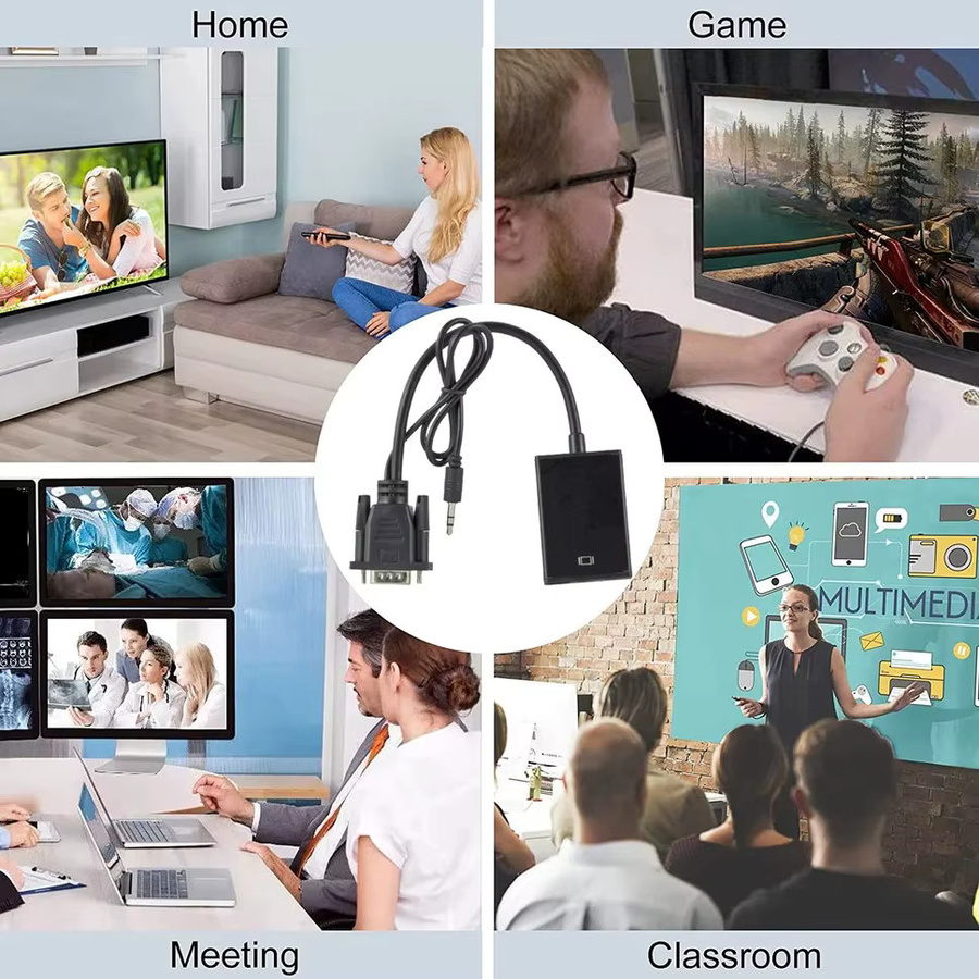 KEBIDUMEI VGA-zu-HDMI Konverter 1080P HD Audio-Video-Adapter in Schwarz für PC, Laptop, TV und Projektor - Bild 3