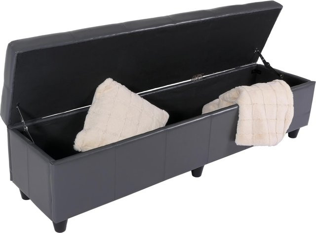 MCW Sitzbank Arezzo XXL mit Aufbewahrung aus Leder in Grau, B/T/H: 180 x 45 x 45 cm - Bild 1